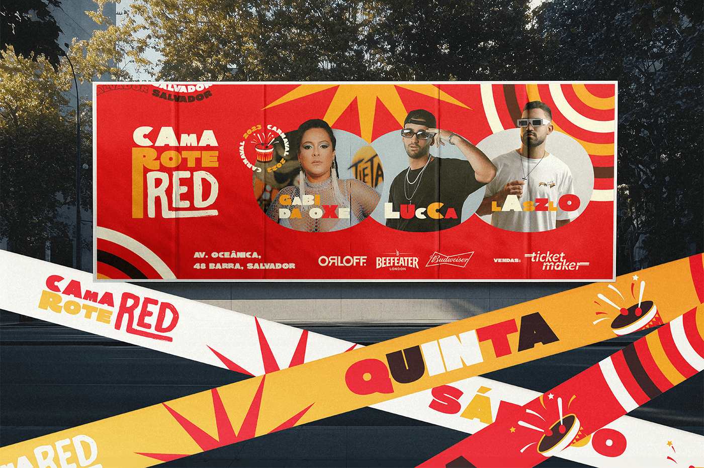 Peça da identidade do Camarote RED